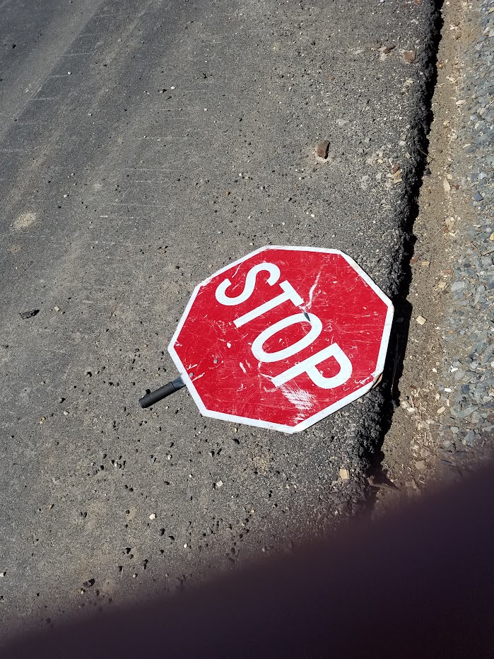 Stop sign on road