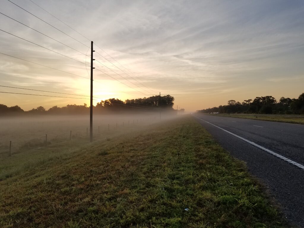 Fog on Florida road into Melbourne